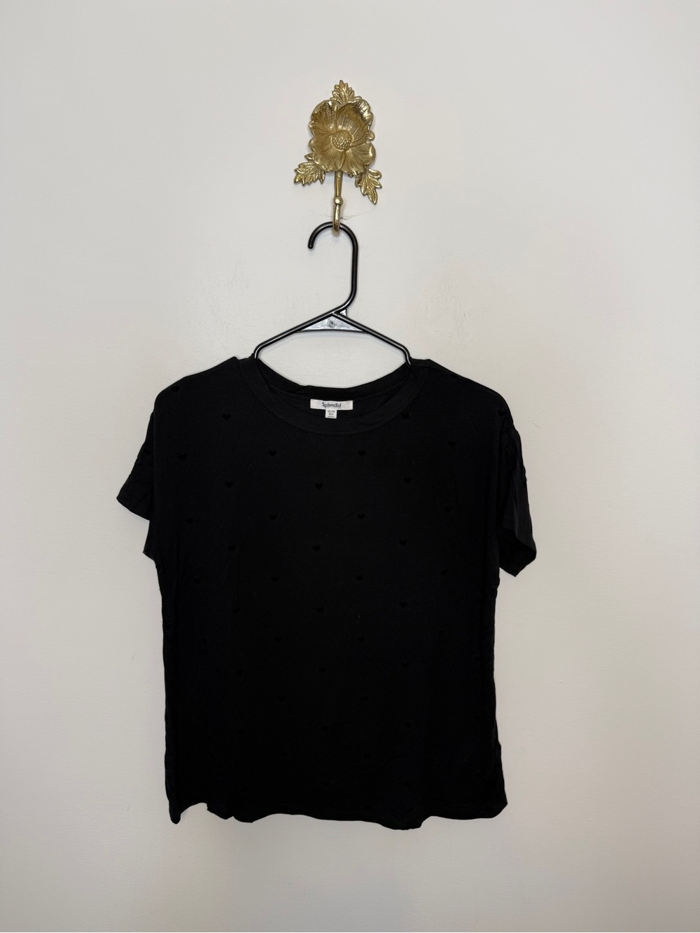 Splendid Flocked Hearts Cotton Blend T-shirt XS